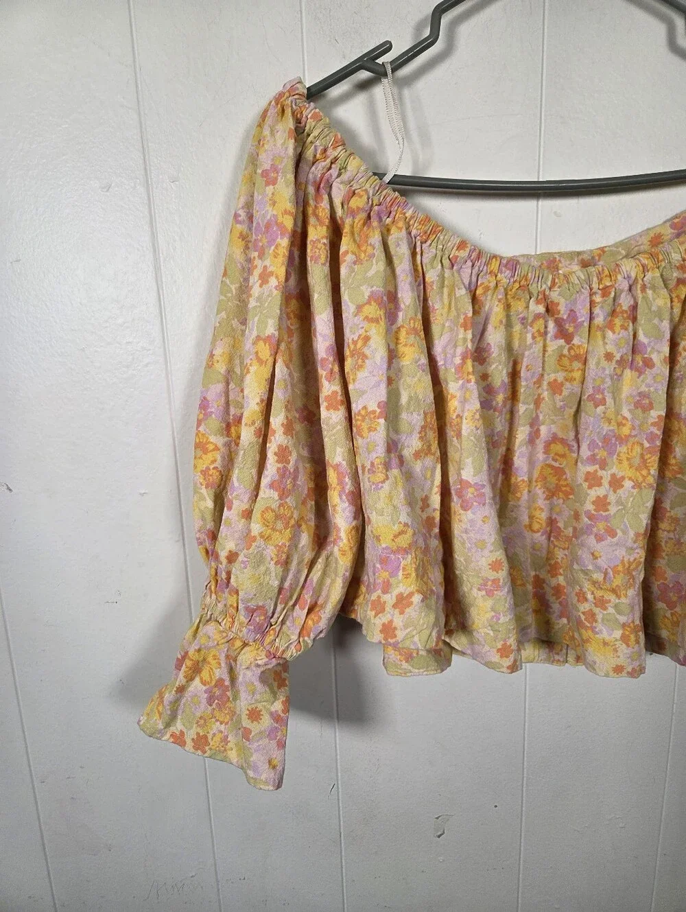 Free People Off-shoulder Floral Cropped Blouse Size XS Oversized